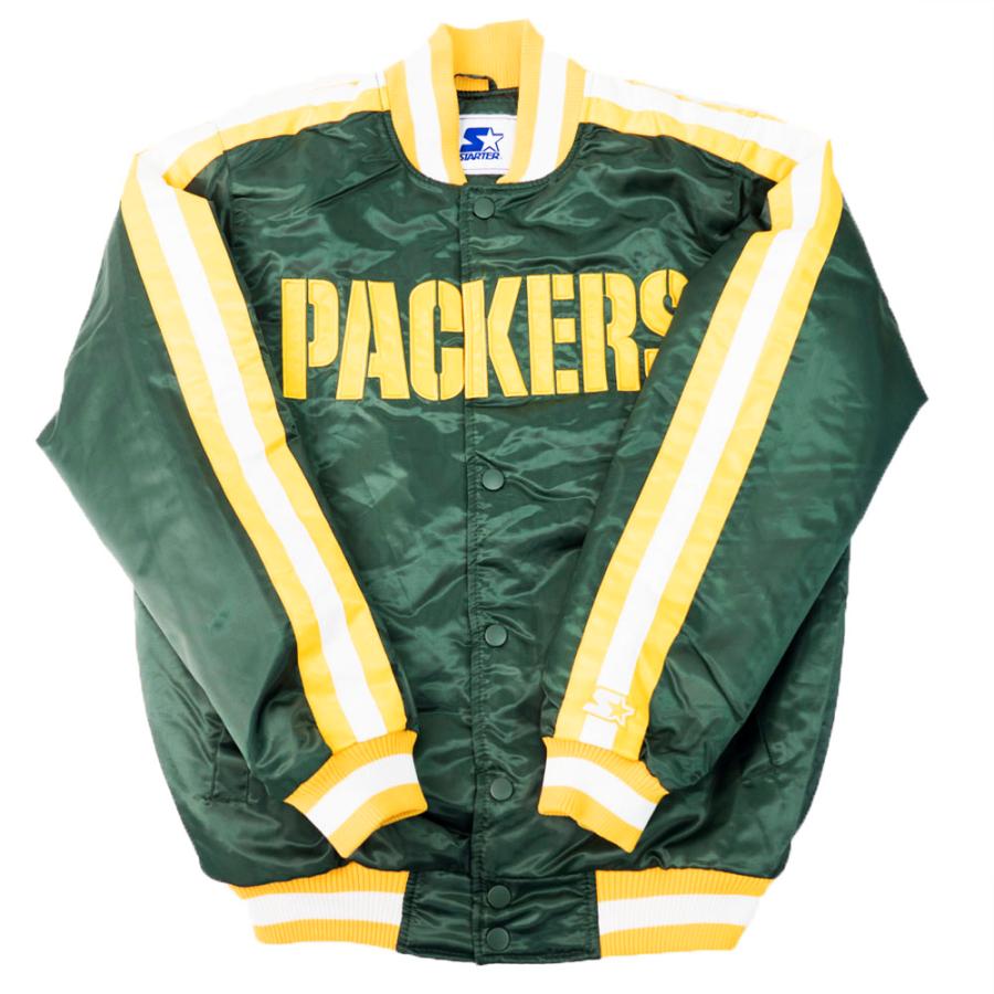 Nfl スタジアムジャンパー パッカーズ ジャケット スタジャン ジ オーライン バーシティー サテン Starter Ocsl 2102sgsl Nfl 1910jkt08 Mlb Nba Nflグッズ Selection 通販 Yahoo ショッピング