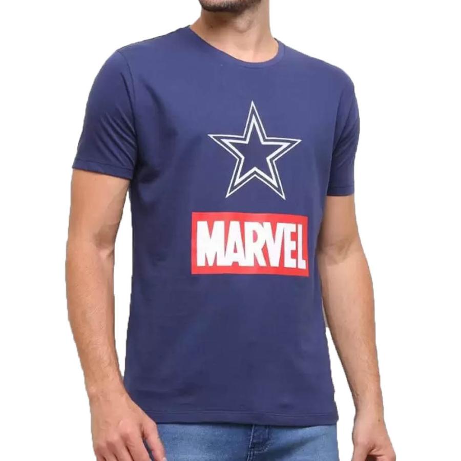 NFL カウボーイズ Tシャツ NFL x Marvel マーベル Team Logo T-Shirt ネイビー 210818ncl｜selection-j