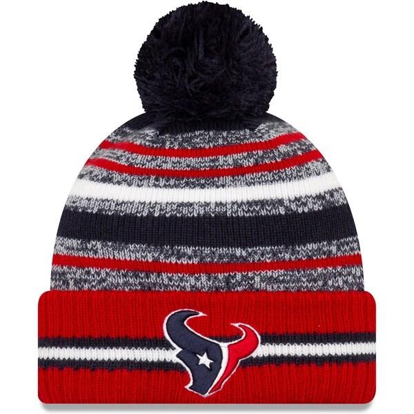 NFL テキサンズ ニットキャップ 2021 Sideline サイドライン Sport Official Pom Knit Navy ニューエラ Era Red New Hat Cuffed 宅配便送料無料 定番の冬ギフト