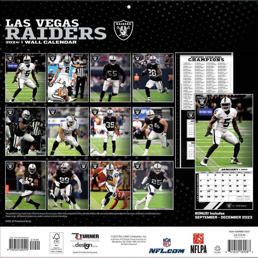 NFL レイダース カレンダー 2024 Team 壁掛け Wall Calendar Turner｜selection-j｜02