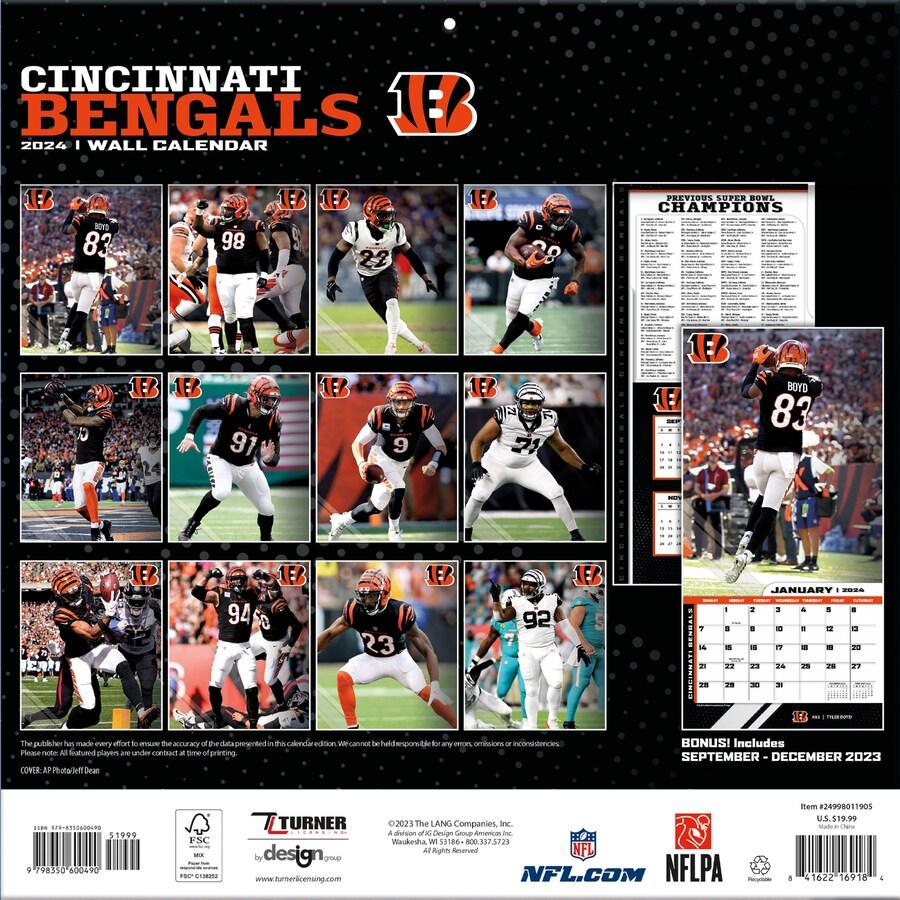 NFL ベンガルズ カレンダー 2024 Team 壁掛け Wall Calendar Turner｜selection-j｜02