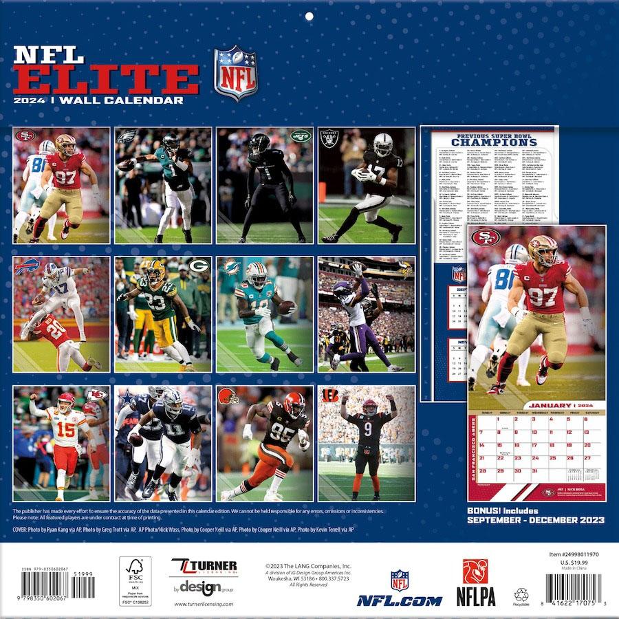 NFL カレンダー 2024 エリート Elite Wall Calendar Turner｜selection-j｜02