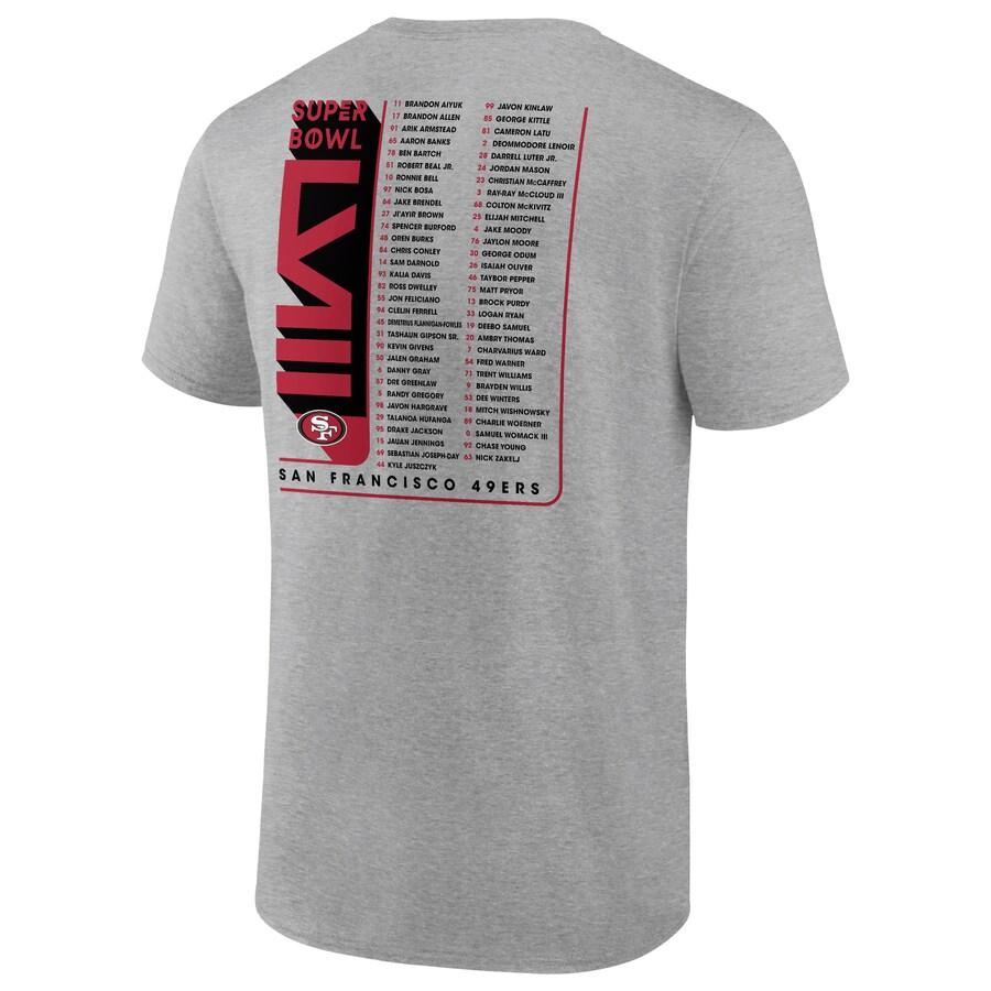 NFL 49ers Tシャツ 第58回スーパーボウル進出記念 Team Members Roster T-Shirt Fanatics Branded ヘザーグレー｜selection-j｜03