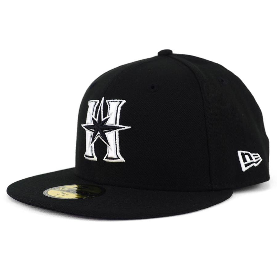 北海道日本ハムファイターズ グッズ キャップ/帽子 Custom 59FIFTY ニューエラ/New Era ブラック/ホワイト 平つば キャップ 特集｜selection-j