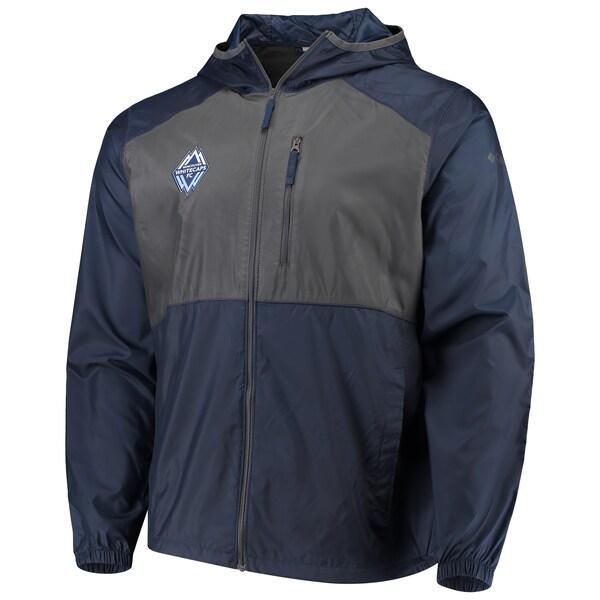 売れ筋 コロンビア Columbia バンクーバー ホワイトキャップス チーム ロゴ フルジップ ウィンドブレーカー ジャケット 紺色 ネイビー メンズ Team Columbia Logo Flash Forward Fullzip Windbreaker Jacket Navy 高い素材 Jadibootiwale Com