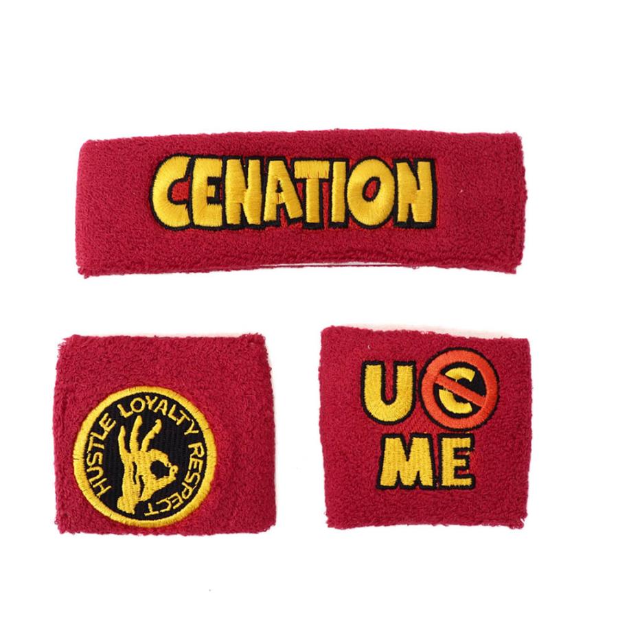 ジョン・シナ WWE リストバンド ヘッドバンド レッド : MLB.NBA.NFL