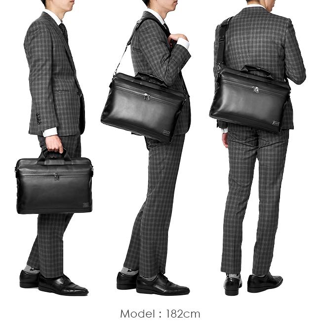 ポーター ガード 2WAYブリーフケース 033-05056 ビジネスバッグ メンズ 50代 40代 2WAY 通勤 軽量 撥水 本革 薄型 レザー スリム 吉田カバン PORTER | GUARD（PORTER） | 05