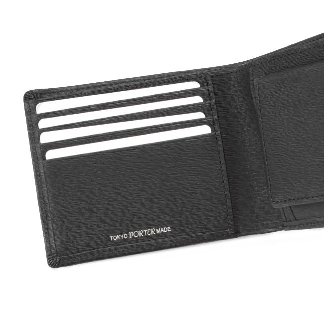 PORTER ブラック 二つ折り財布　カレント　052-02204 黒　レザー CURRENT（PORTER） ポーター カレント ウォレット 052-02204 PORTER