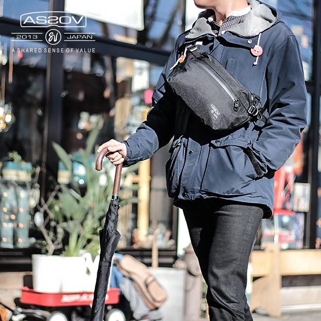 最大43% 1/22限定 アッソブ ウエストバッグ メンズ 横型 横開き ファニーパック 防水 撥水 AS2OV WATER PROOF CORDURA 305D 141607 | AS2OV | 21