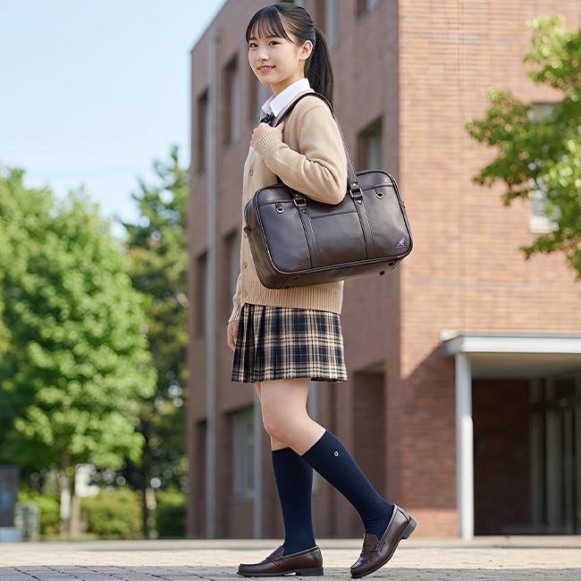 最大40% 5/1限定 カンゴール スクールバッグ スクバ 合皮 女子 女子高生 高校生 中学生 通学 黒 茶色 ブラック ブラウン かわいい A4 KANGOL 250-1010 | KANGOL | 14