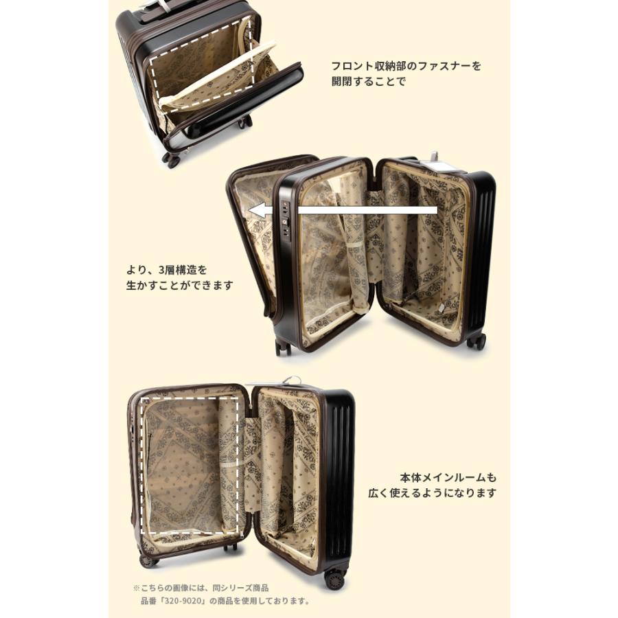 Lee（リー） スーツケース Mサイズ 軽量 53L 中型 フロントオープン