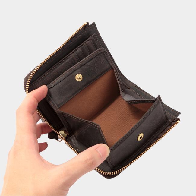 SLOW（スロウ） 財布 二つ折り財布 box型小銭入れ L字ファスナー 本革