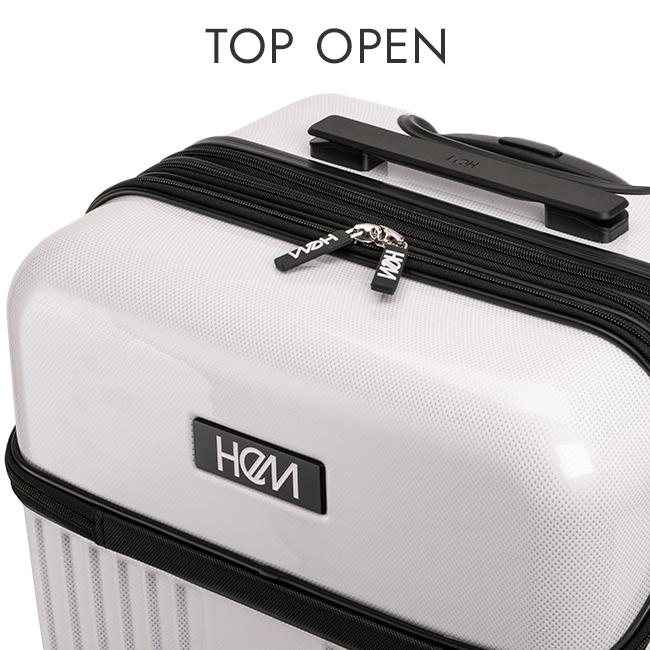 最大37% 7/8限定 HeM ヘム スーツケース Mサイズ 軽量 54L/64L 拡張機能付き 中型 レディース ブランド フロントオープン トップオープン リム 39-507 在庫限り | HeM(バッグ) | 07