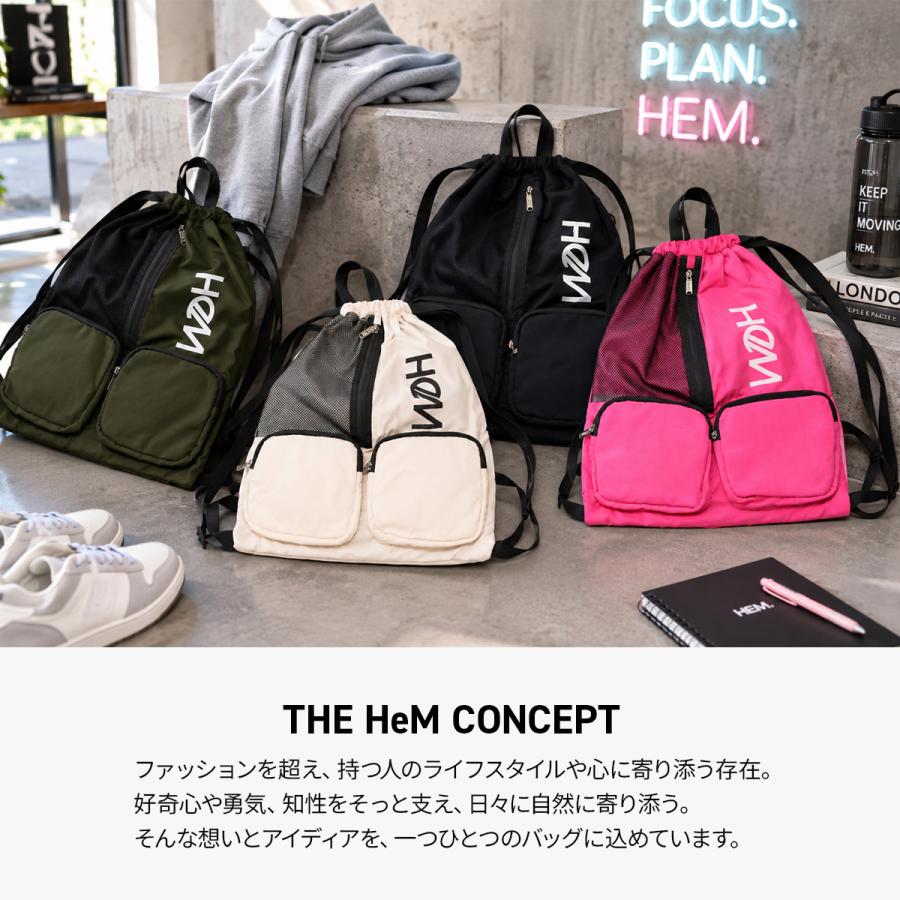 最大41% 9/17限定 HeM ヘム HINAKOナップ ナップサック サブバッグ 軽量 通学 A4 女子 中学生 高校生 黒 HeMfam ひなこちゃん コラボ HINAKO 39-73100 | HeM(バッグ) | 07