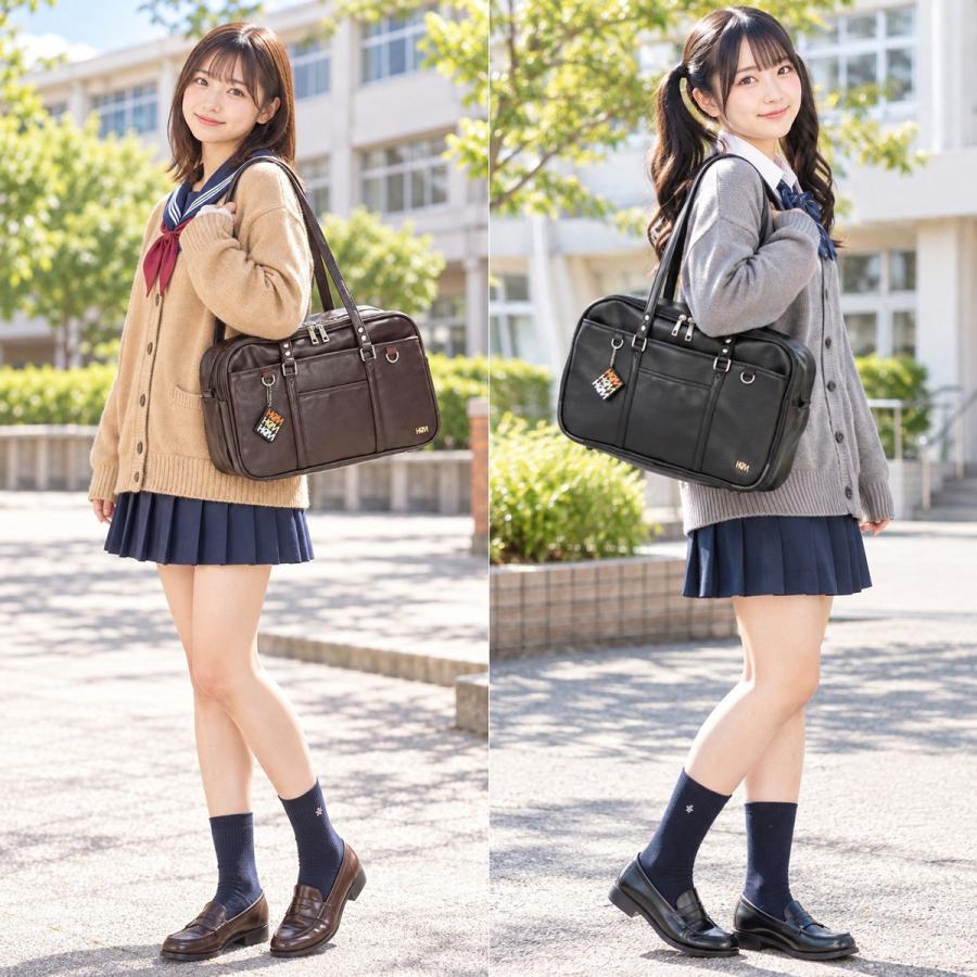最大50% 10/7限定 HeM bestie ヘム ベスティー スクールバッグ レディース ブランド A4 女子高生 高校生 ショルダー 大容量 軽量 ブラウン 黒 合皮 39-73200 | HeM(バッグ) | 05