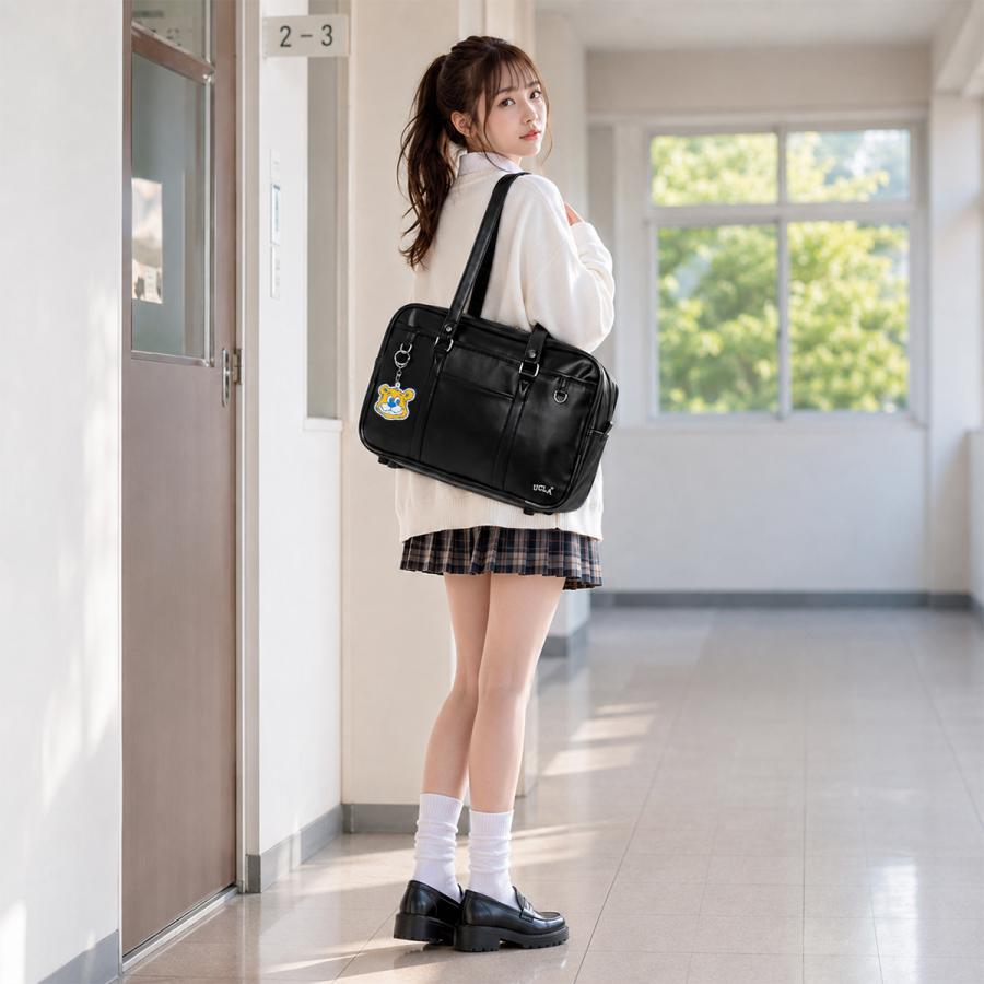2026モデル UCLA スクールバッグ スクバ 合皮 女子 女子高生 高校生 中学生 通学 黒 茶色 ブラック ブラウン カバン かわいい A4 440-210 | UCLA | 07