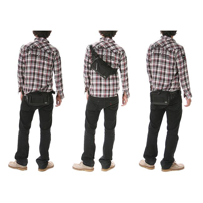 ポーター ヒート ウエストバッグ 703-07972 ボディバッグ メンズ ブランド ミニ 小さめ 斜めがけ 軽量 横型 横開き マグライト付属 吉田カバン PORTER | HEAT（PORTER） | 02