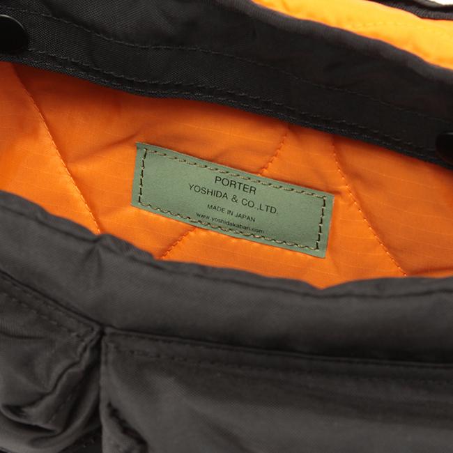 【良品】PORTER ショルダーバッグ　ナイロン　黒　バイカラー　オレンジ 良品】PORTER ショルダーバッグ ナイロン 黒 バイカラー