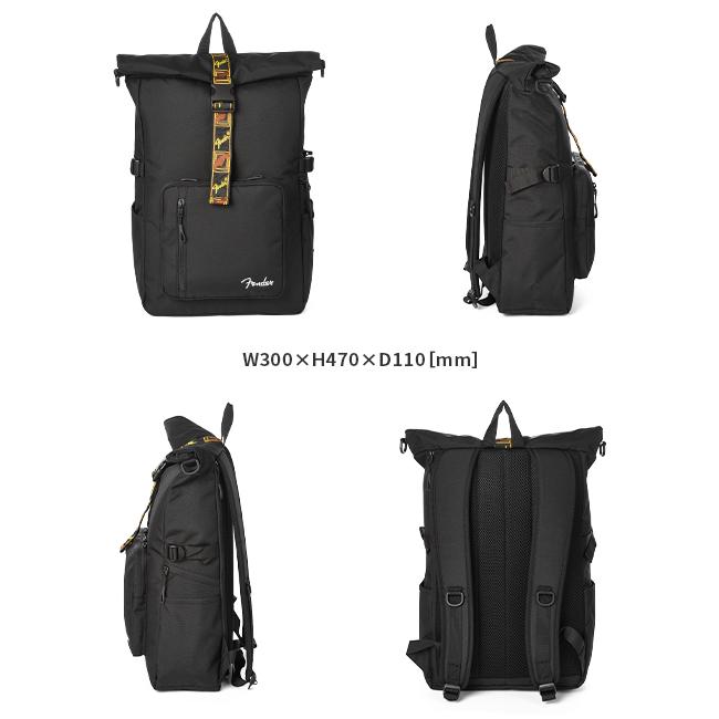 Fender ロールトップバックパック ブラック Fender フェンダー リュックサック フラップ かぶせ コーデュラ