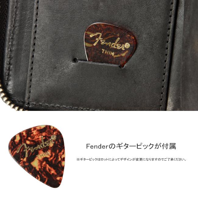 フェンダー 二つ折り財布 ミドル財布 メンズ レディース 本革 国産レザー ラウンドファスナー ギターピック付属 Fender 950-703 | Fender | 11