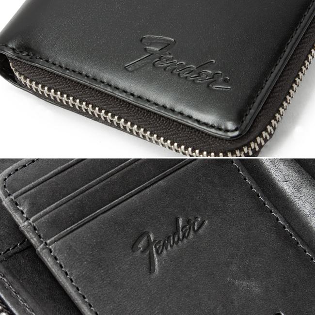 フェンダー 二つ折り財布 ミドル財布 メンズ レディース 本革 国産レザー ラウンドファスナー ギターピック付属 Fender 950-703 | Fender | 14