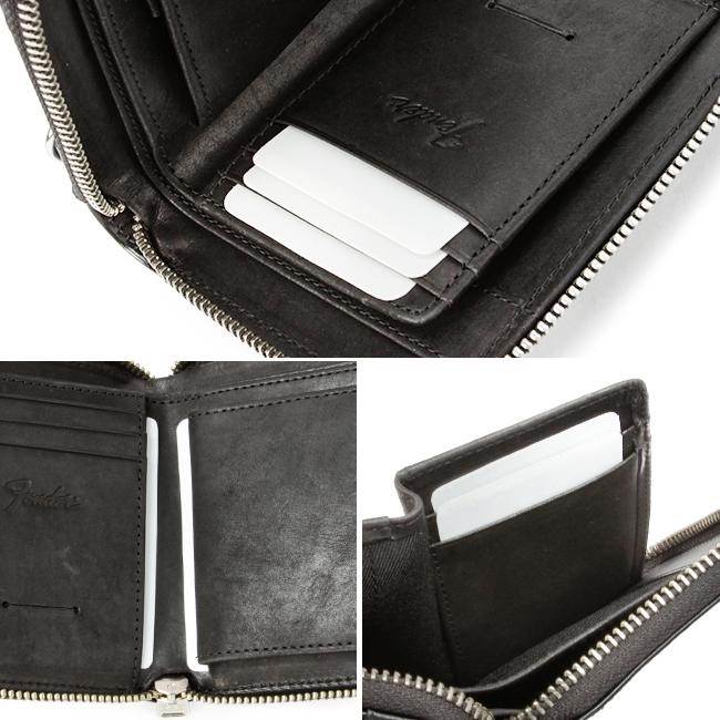 フェンダー 二つ折り財布 ミドル財布 メンズ レディース 本革 国産レザー ラウンドファスナー ギターピック付属 Fender 950-703 | Fender | 09