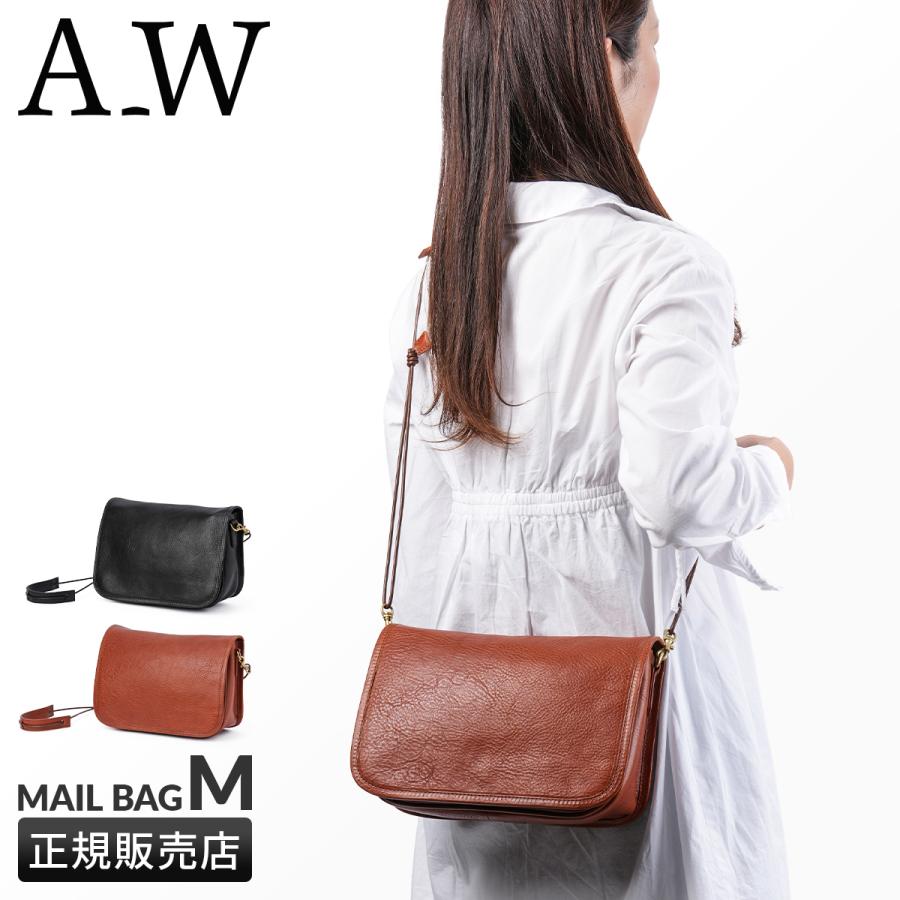 最大51% 3/30限定 A_W アウ ショルダーバッグ メンズ レディース ブランド レザー 本革 斜めがけ 小さめ 横型 フラップ MAILL BAG M AB-002 在庫限り | A_W | 19