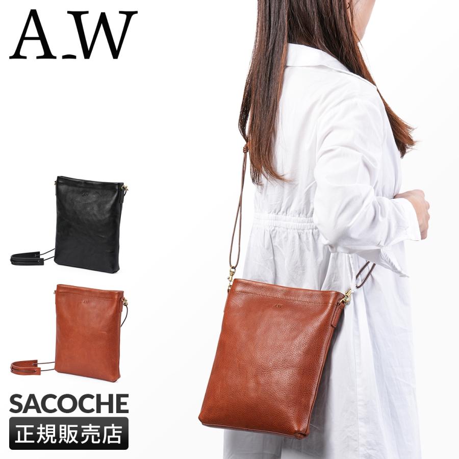 最大51% 8/9限定 A_W アウ ショルダーバッグ サコッシュ メンズ レディース ブランド レザー 本革 軽量 斜めがけ 小さめ 縦型 薄型 薄マチ SACOCHE AB-003 | A_W | 17