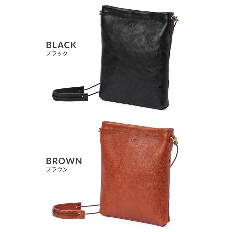 最大51% 8/9限定 A_W アウ ショルダーバッグ サコッシュ メンズ レディース ブランド レザー 本革 軽量 斜めがけ 小さめ 縦型 薄型 薄マチ SACOCHE AB-003 | A_W | 04