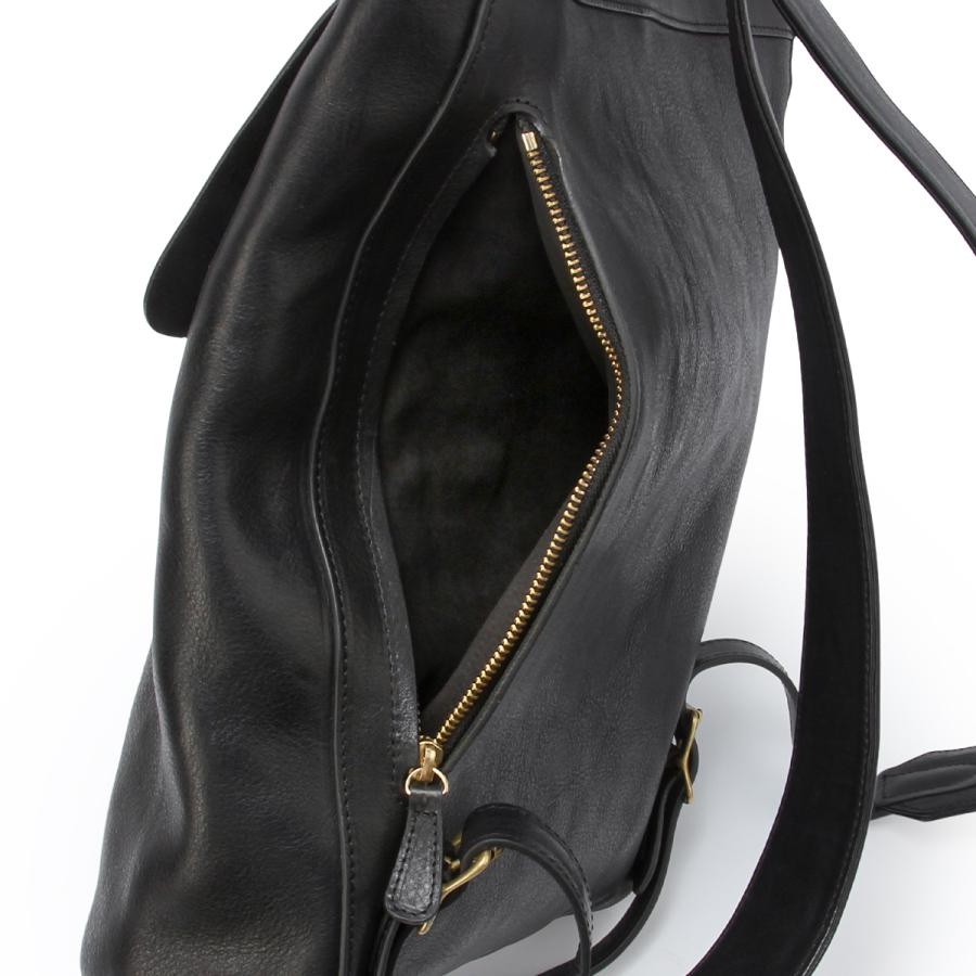 A_W アウ リュック メンズ レディース ブランド レザー 本革 通勤 通学 黒 A4 フラップバックパック デイパック FLAP BACKPACK AB-005 在庫限り | A_W | 13