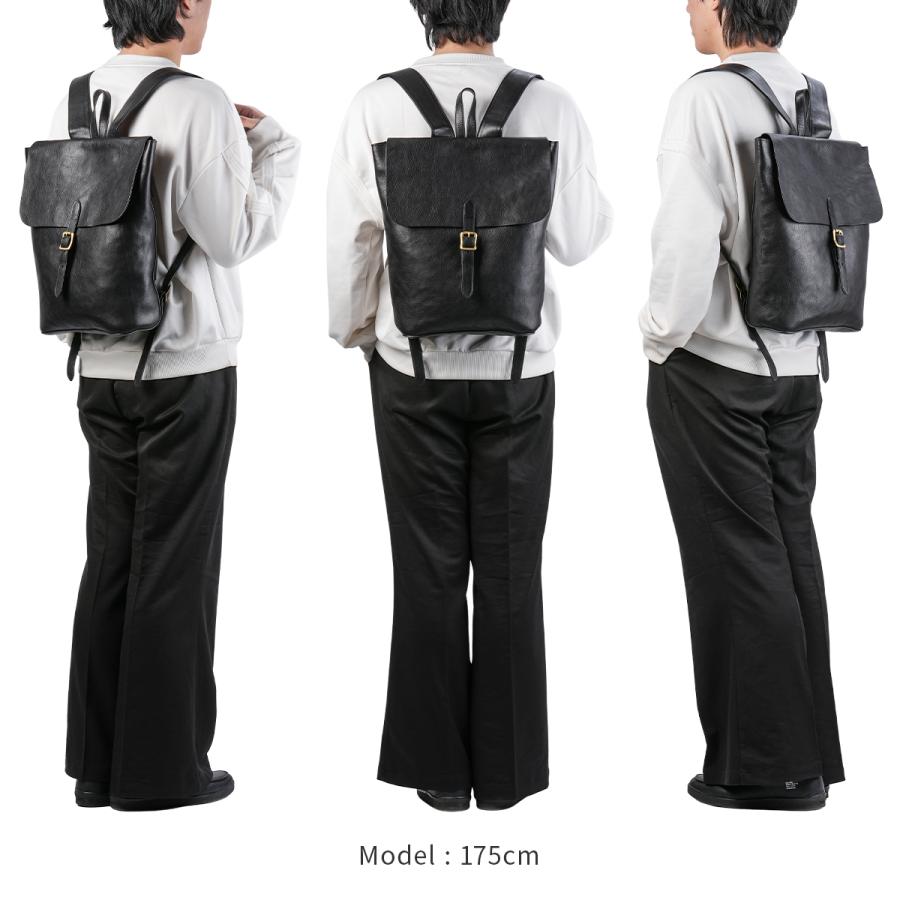 A_W アウ リュック メンズ レディース ブランド レザー 本革 通勤 通学 黒 A4 フラップバックパック デイパック FLAP BACKPACK AB-005 在庫限り | A_W | 06