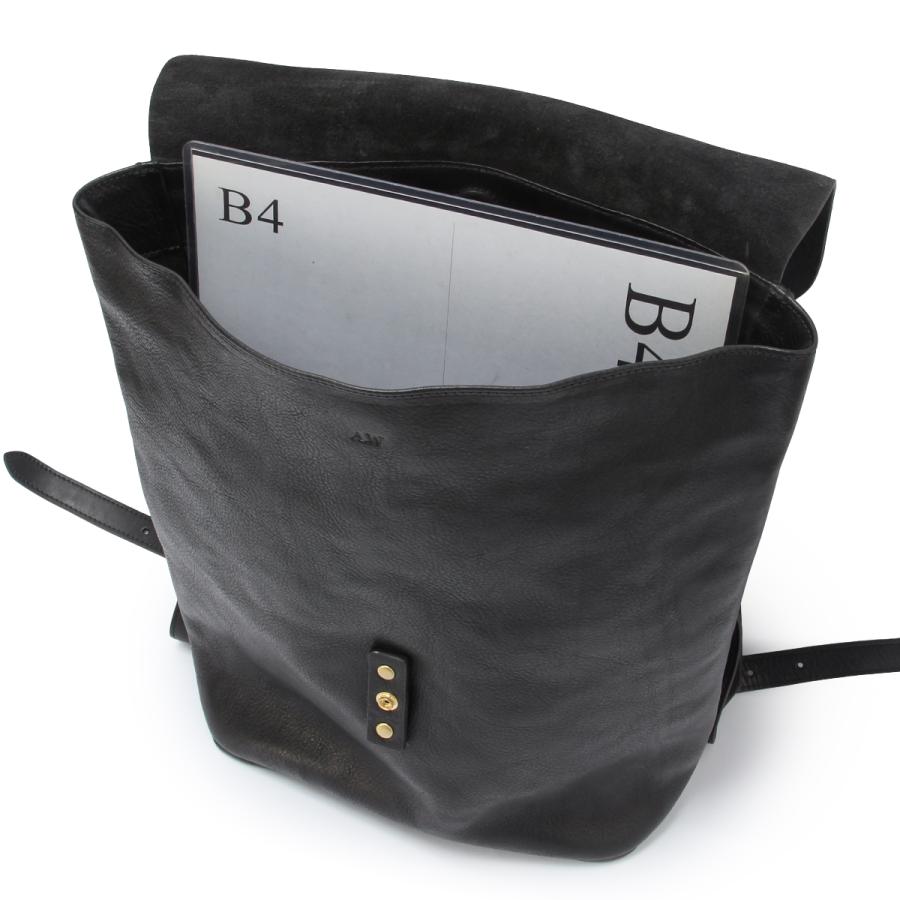 A_W アウ リュック メンズ レディース ブランド レザー 本革 通勤 通学 黒 A4 フラップバックパック デイパック FLAP BACKPACK AB-005 在庫限り | A_W | 08