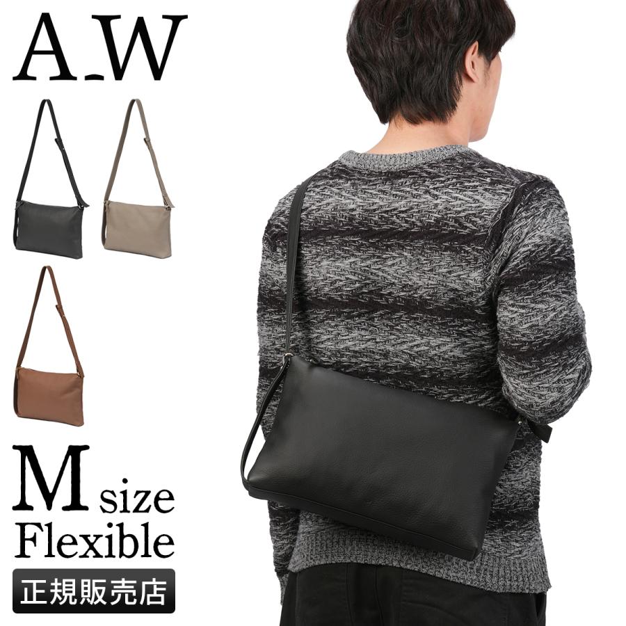 A_W アウ フレキシブル 2WAY ボンサックショルダー ショルダーバッグ Mサイズ 本革 日本製 メンズ レディース ブランド Flexible AB-022 | A_W