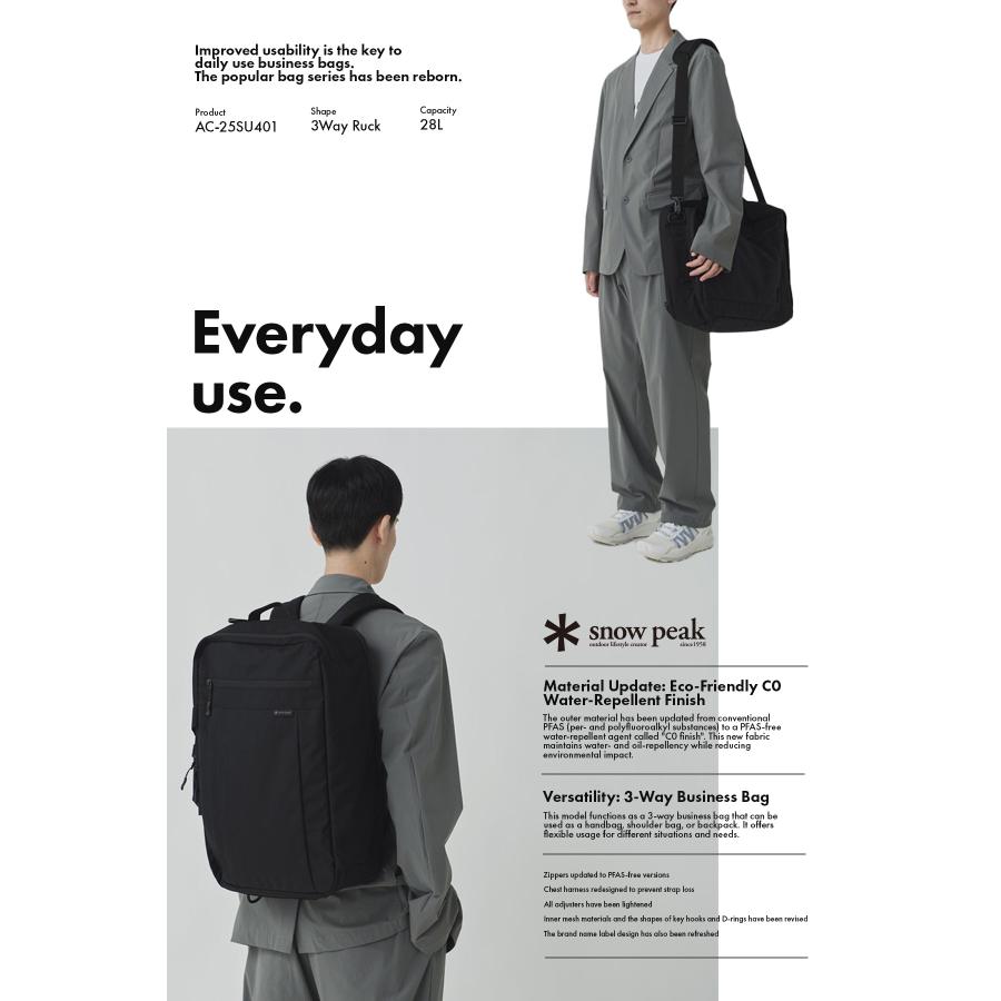 最大46% 9/15限定 スノーピーク エブリデイユース ビジネスリュック メンズ ブランド 撥水 A4 B4 28L Snow Peak Everyday Use ac-25su401 | snow peak | 02