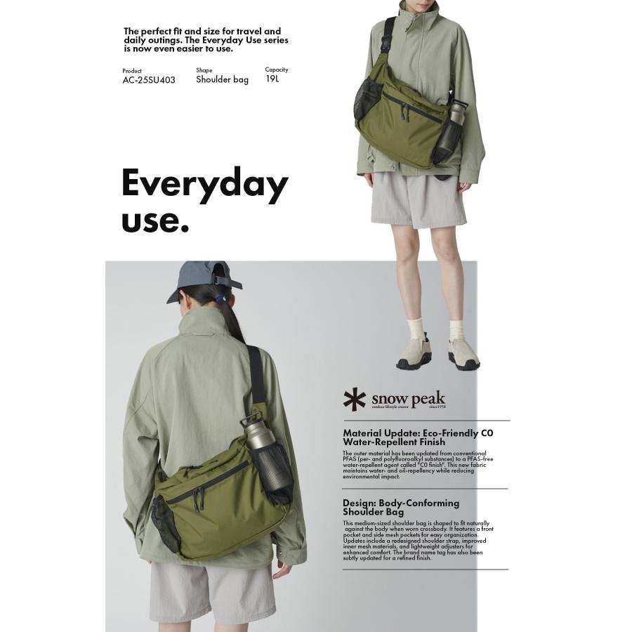 最大42% 3/3限定 スノーピーク ショルダーバッグ メッセンジャーバッグ メンズ レディース ブランド 撥水 大容量 斜めがけバッグ A4 19L Snow Peak ac-25su403 | snow peak | 03