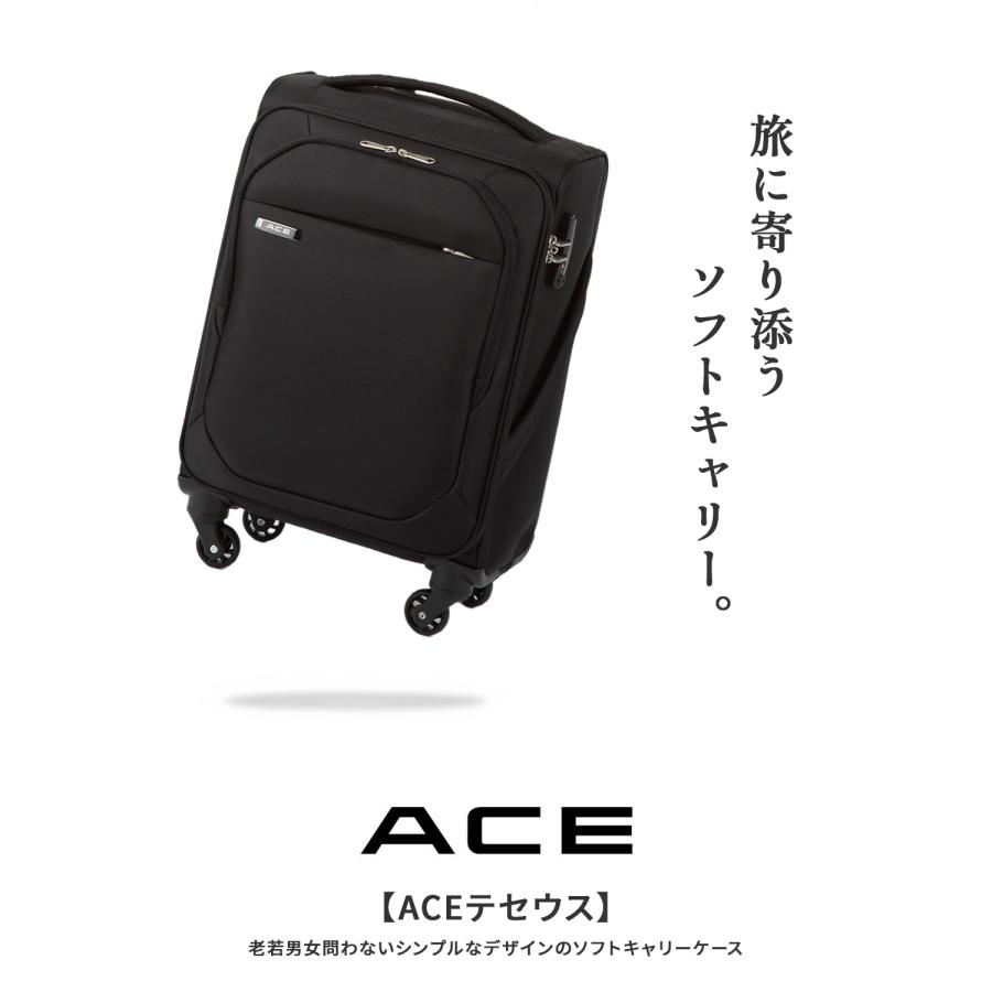 最大50% 4/25限定 エース ソフトキャリーケース スーツケース 機内持ち込み SSサイズ 31L 軽量 小型 小さめ 4輪 キャリーケース テセウスTR ACE 35121 | Ace | 04