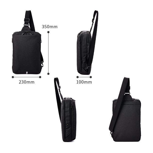 エース ace. ハンスリーSD ボディバッグ 黒 多機能 13.3PC可 美品 ace. ハンスリーSD ボディバッグ 13.3インチPC収納 2気室 撥水