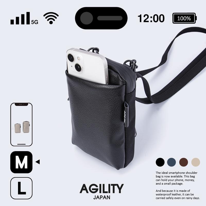最大42% 2/17まで スマホショルダー スマホポーチ レディース メンズ 本革 軽量 撥水 日本製 斜めがけ 小さめ レザー アジリティ SGシュリンク AGILITY 0529 | AGILITY | 05