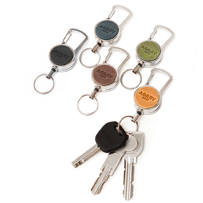 最大42% 2/3限定 メール便選択で送料無料 アジリティ カラビナリールホルダー  キーホルダー キーリング メンズ レディース レザー 本革 AGILITY 0591 | AGILITY | 17