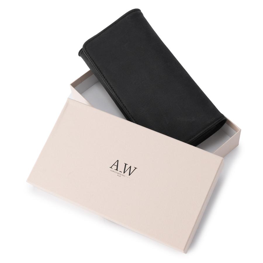 A_W 長財布 メンズ レディース レザー 本革 大容量 薄型 薄い財布 かぶせタイプ ロングウォレット アウ ワックスドエルク  A_W AP-018 | A_W | 16