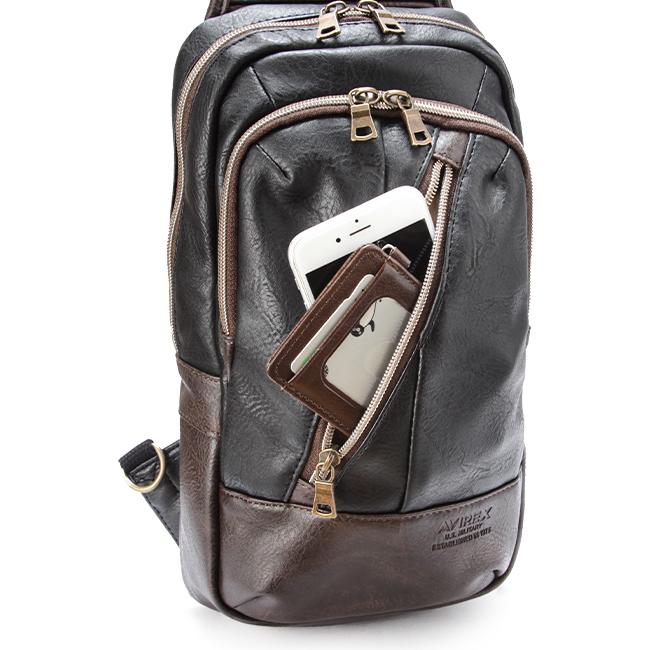 アヴィレックス ボディバッグ メンズ ブランド 軽量 斜めがけ PUレザー ワンショルダーバッグ ミリタリー A5 ラルガ AVIREX LARGA AX2031 | AVIREX | 12