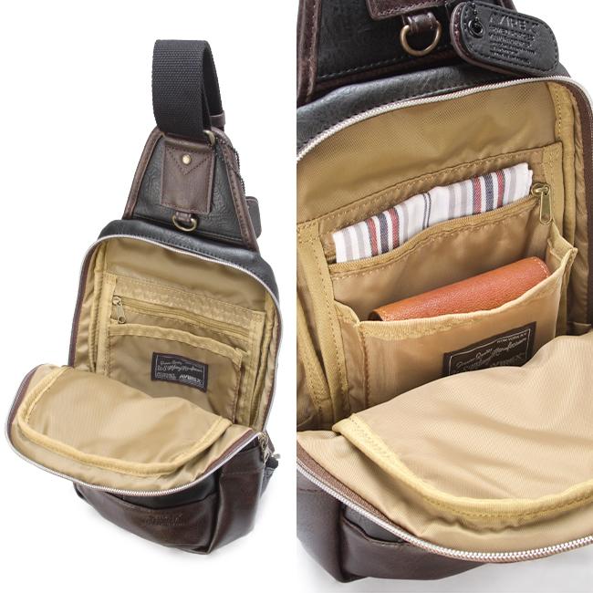 アヴィレックス ボディバッグ メンズ ブランド 軽量 斜めがけ PUレザー ワンショルダーバッグ ミリタリー A5 ラルガ AVIREX LARGA AX2031 | AVIREX | 10