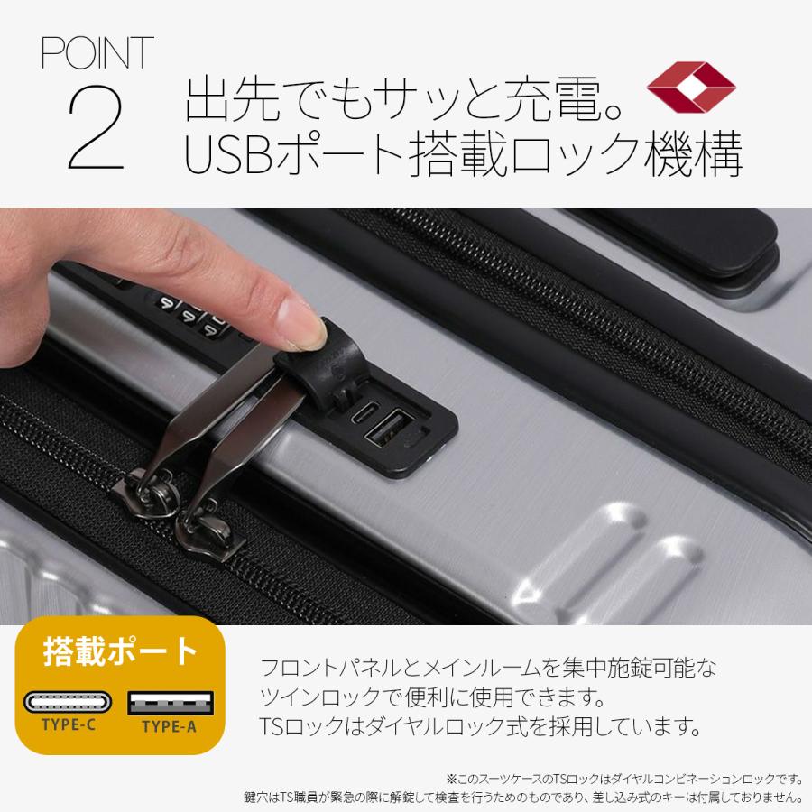 最大41% 9/17限定 バーマス スーツケース Mサイズ 56L フロントオープン ストッパー付き USBポート 静音 Bermas 60562 キャリーケース キャリーバッグ bmpr | BERMAS | 09