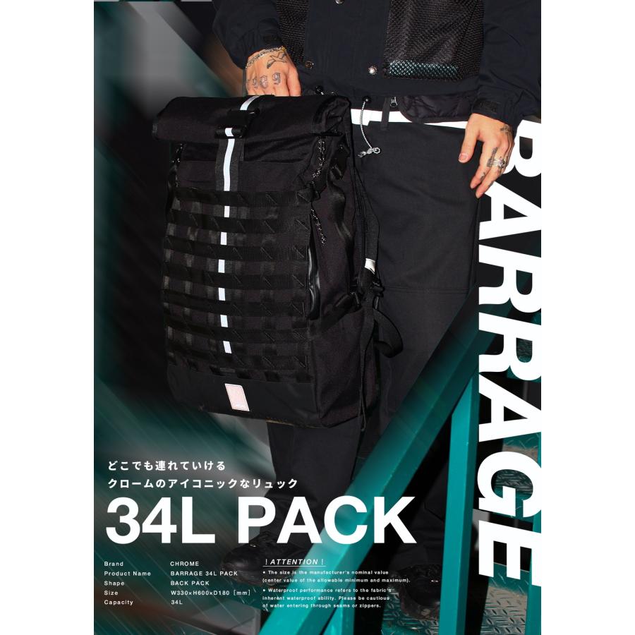 最大51% 9/15限定 クローム インダストリーズ バラージ バックパック ロールトップ リュック 34L 撥水 防水 耐水 ブラック CHROME INDUSTRIES BG368 | CHROME | 02