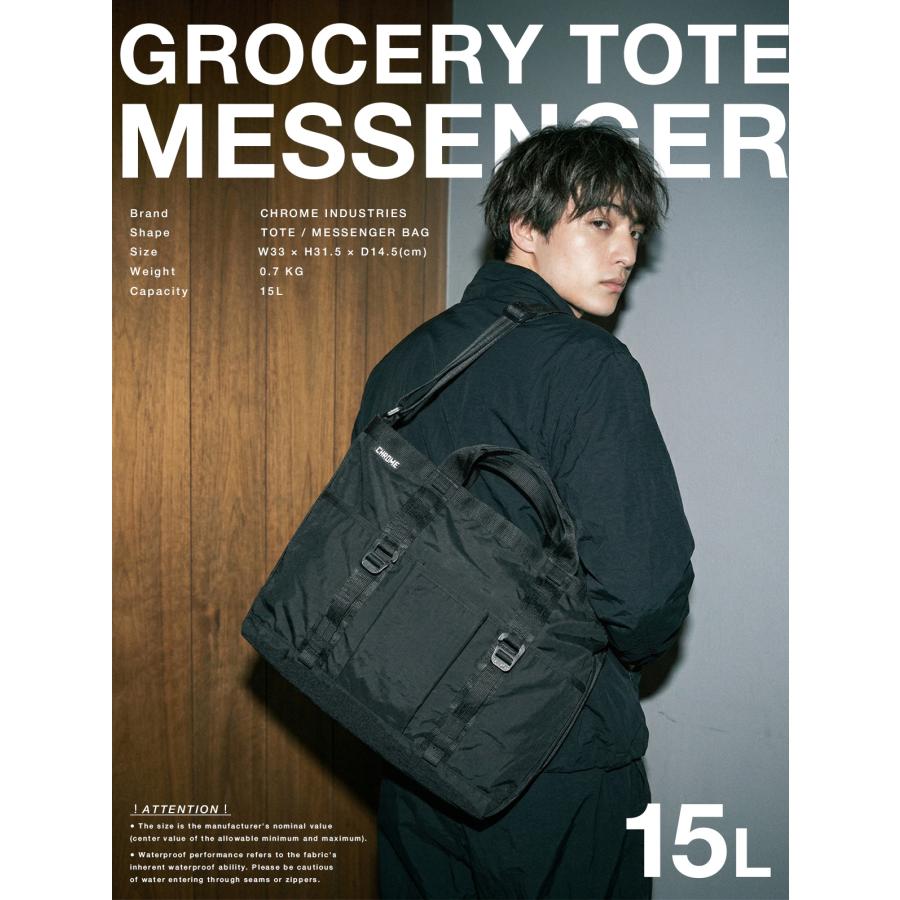 最大41% 5/15限定 クローム インダストリーズ グローサリー トート メッセンジャーバッグ 15L A4 ブラッククリンクル CHROME INDUSTRIES GROCERY BJ013 | CHROME | 02