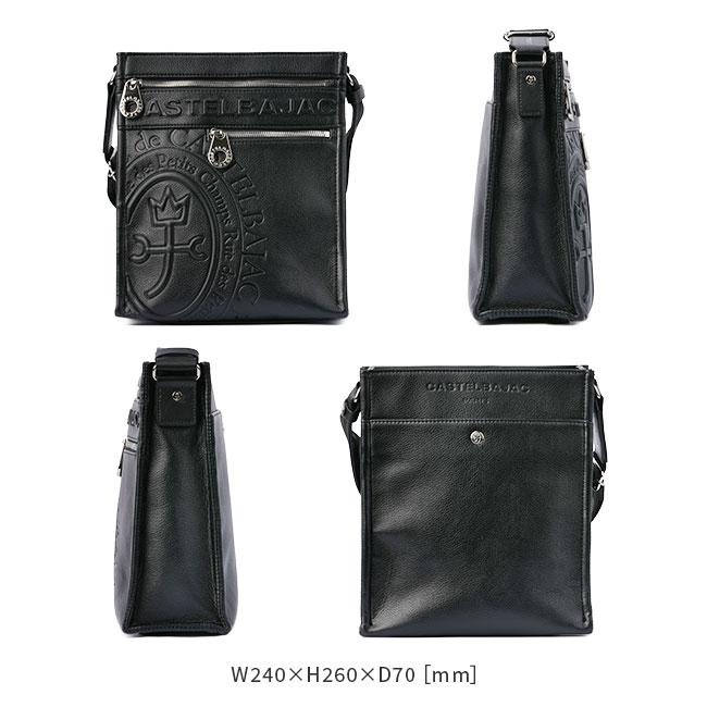 新品未使用【CASTELBAJAC】 総柄 ショルダーバッグ ブラック 極美品 カステルバジャック 本革 2way ショルダー バック 総柄
