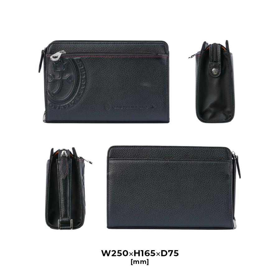CASTELBAJAC ブラックレザーバッグ CASTELBAJAC 最大52% 9/21まで カステルバジャック セカンド