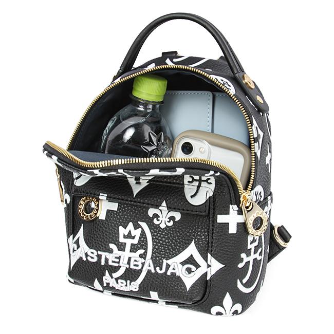 新品同様 CASTELBAJAC ミニリュック クレア 黒 白 モノグラム ロゴ CASTELBAJAC 最大37% 10/10限定 カステルバジャック バッグ ミニ