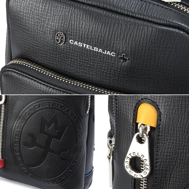 【希少】CASTELBAJAC 　シボ革　ビジネスバッグ　マタン　黒　デカ家紋 CASTELBAJAC（カステルバジャック） ボディバッグ ショルダーバッグ