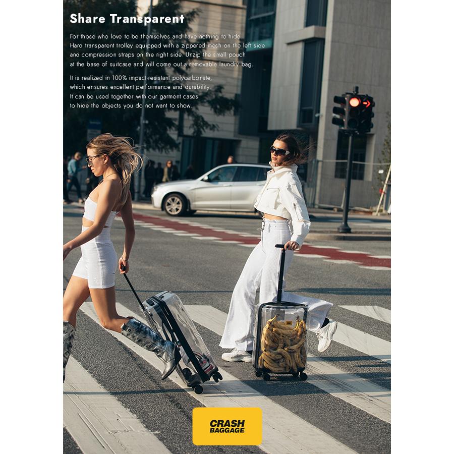 最大53% 4/17から クラッシュバゲージ スーツケース Mサイズ 65L 軽量 透明 スケルトン シェアクリア CRASH BAGGAGE CB142 5年保証 | CRASH BAGGAGE | 13